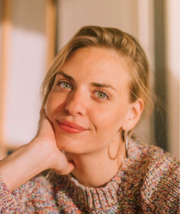 a woman smiling