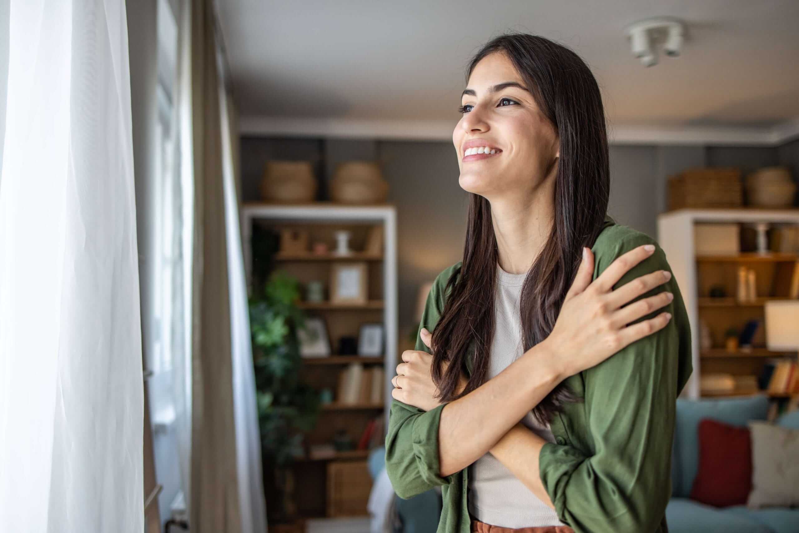 Smiling well off woman