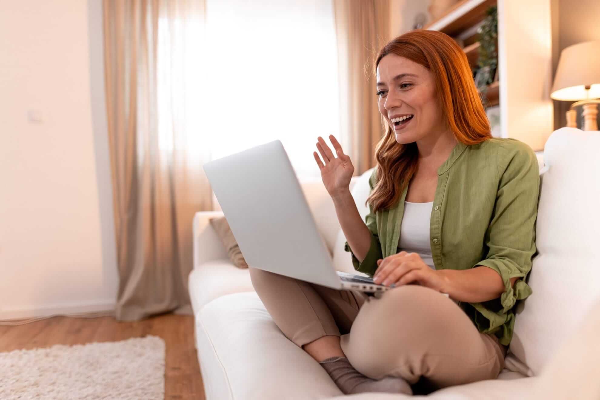 young woman on an online meeting