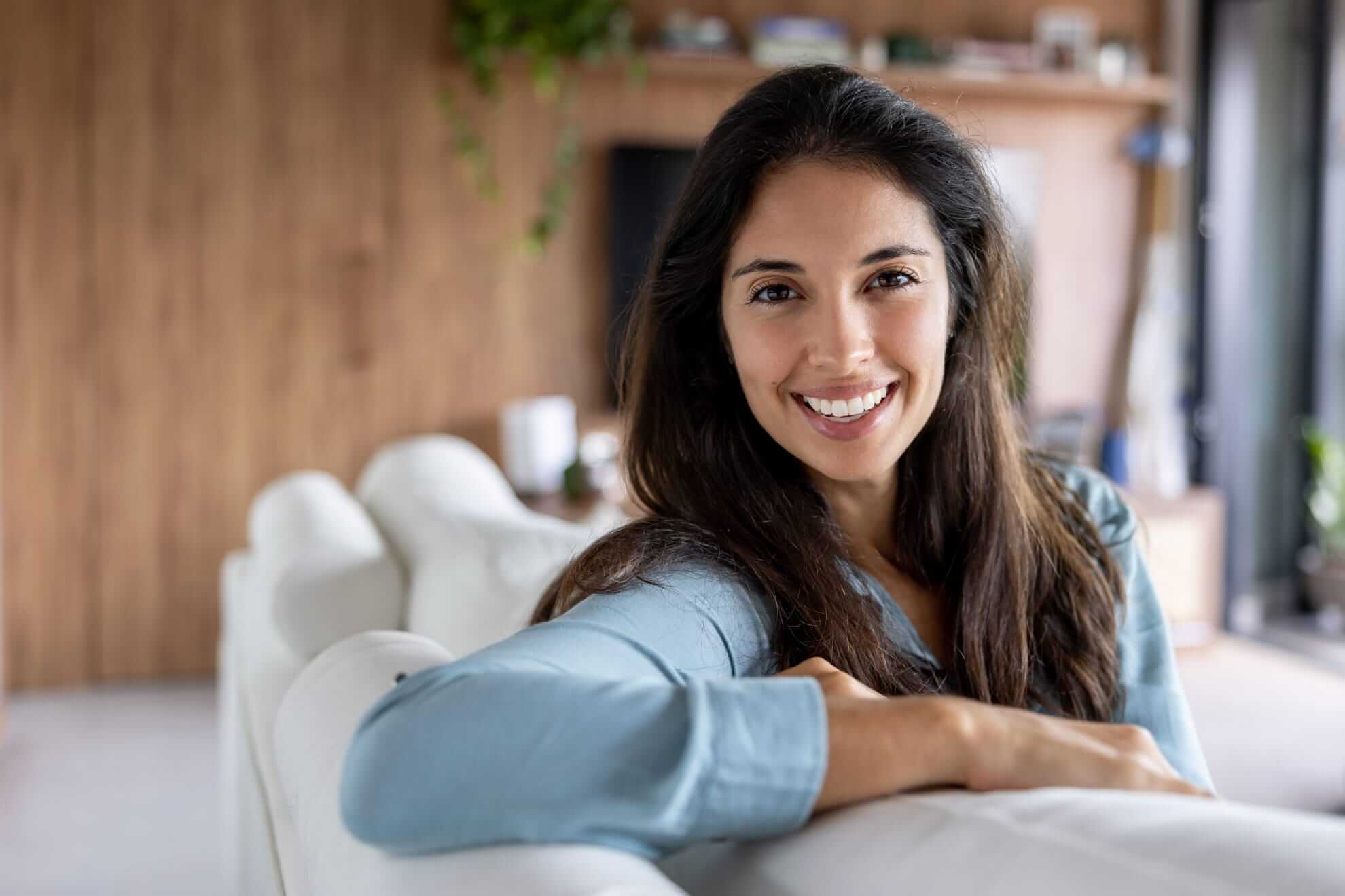 a portrait of a woman smiling