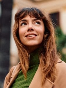 a woman looking upward
