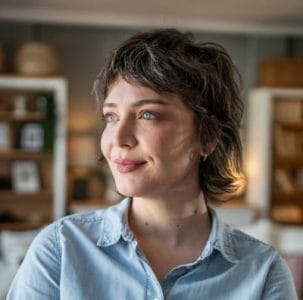 short hair woman headshot