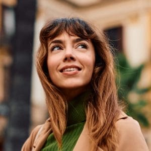 girl looking upwards