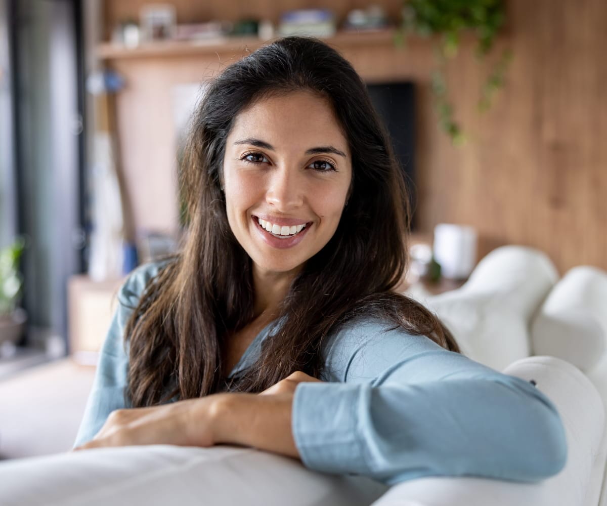 a portrait of a woman smiling