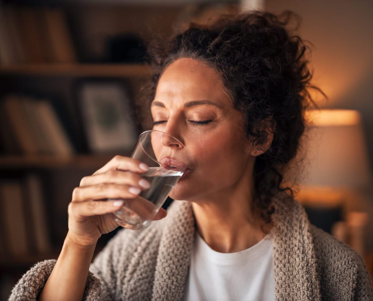 woman drinking water